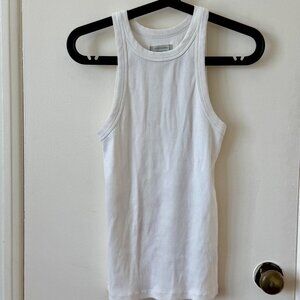 Outerknown Organic Pima Cotton High Neck Ribbed Tank - White - Small
